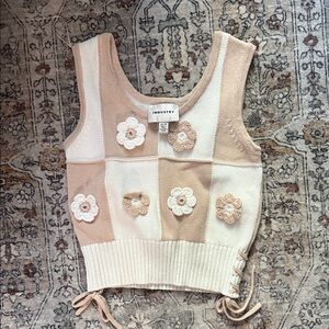NWOT Industry Patchwork Cropped Tank in Cream & Tan